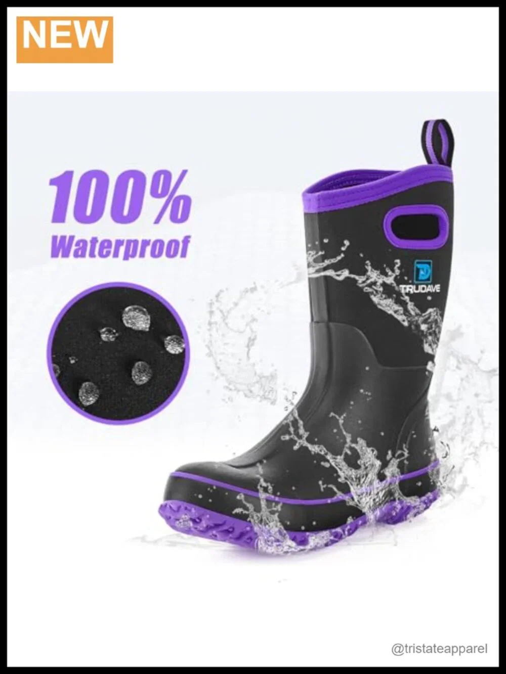 Waterproof Mid Calf Rain Boots for Women Insulated Neoprene Outdoor Work Mud